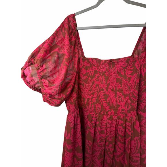 Torrid Pink and Brown Chiffon Floral Tea Length Dress - Size 2X - Picture 6 of 12